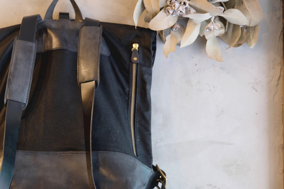 No.39｜Backpack 【 collina 】-L size- / Black x Black 2枚目の画像