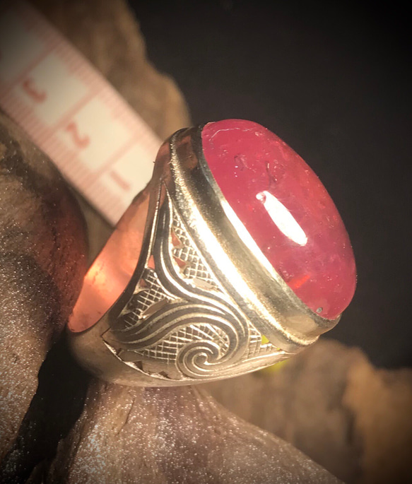 HQ Natural Srilanka Untreaded Padparadscha Sapphire Ring 2枚目の画像