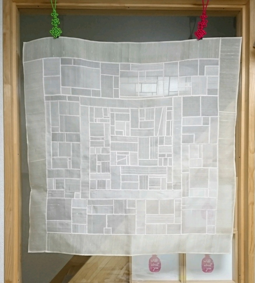 薄絹のタペストリー・薄紫　韓国ポジャギ　ハンドメイド