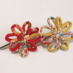 ちりめん和風ヘアクリップ　８色から選べる　花結び飾り結びメドゥプ 4枚目の画像