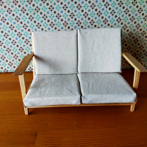 1/6サイズ ミニチュア 2人掛けソファー ブライスやリカちゃんに