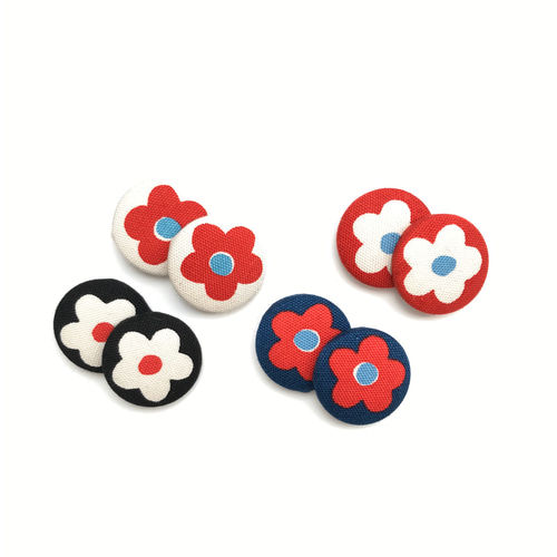 くるみボタンのキッズベビーヘアゴム☆北欧風花柄 ヘアゴム saku suku