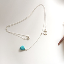 SV925 Summer marine necklace anchor ＆ turquoise Ytype 2枚目の画像