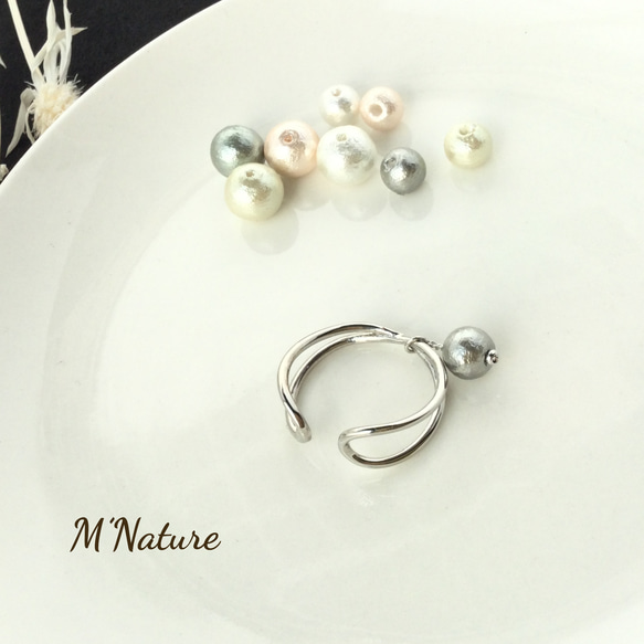 SV925 選べるパール Cotton Pearl Crossring Ear cuff 2枚目の画像