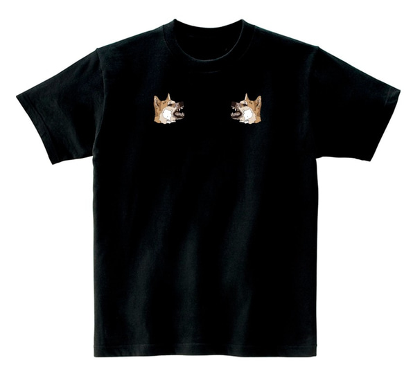 愛犬の名前が入れられるスカジャン風(プリント)デザイン柴犬Tシャツ 2枚目の画像