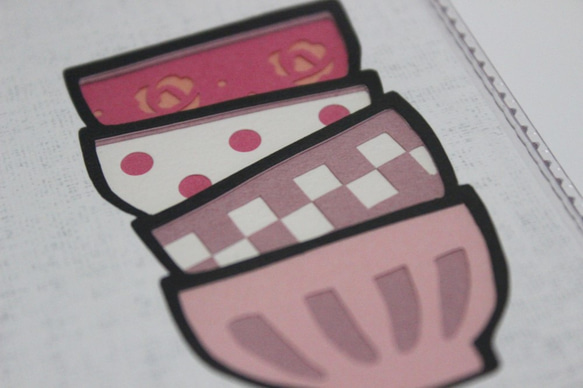 彫紙アートで作るメモ帳ケース＜カフェオレボール＆ポット：ピンク＞ 4枚目の画像