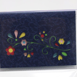 彫紙アートで作るカードケース＜flower：紺＞ 1枚目の画像