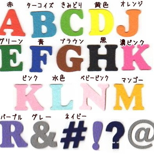 【300円～】アルファベットの筆記体単品フェルトアイロンワッペン 中サイズ 5枚】アルファベットの筆記体単品フェルトアイロン