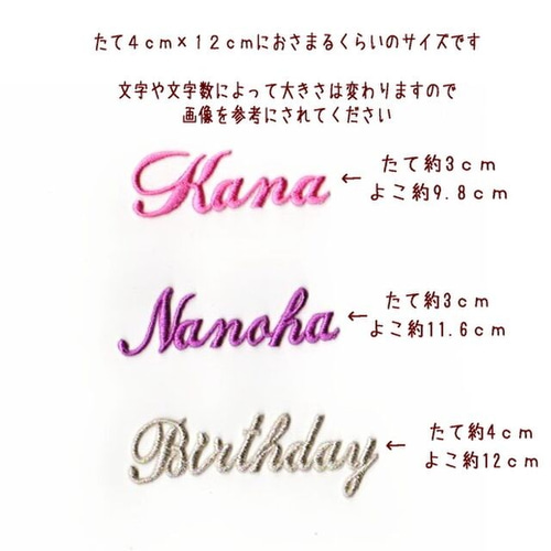 ☆送料無料☆【大】筆記体の刺繍アイロンワッペン【オーダー】※9文字