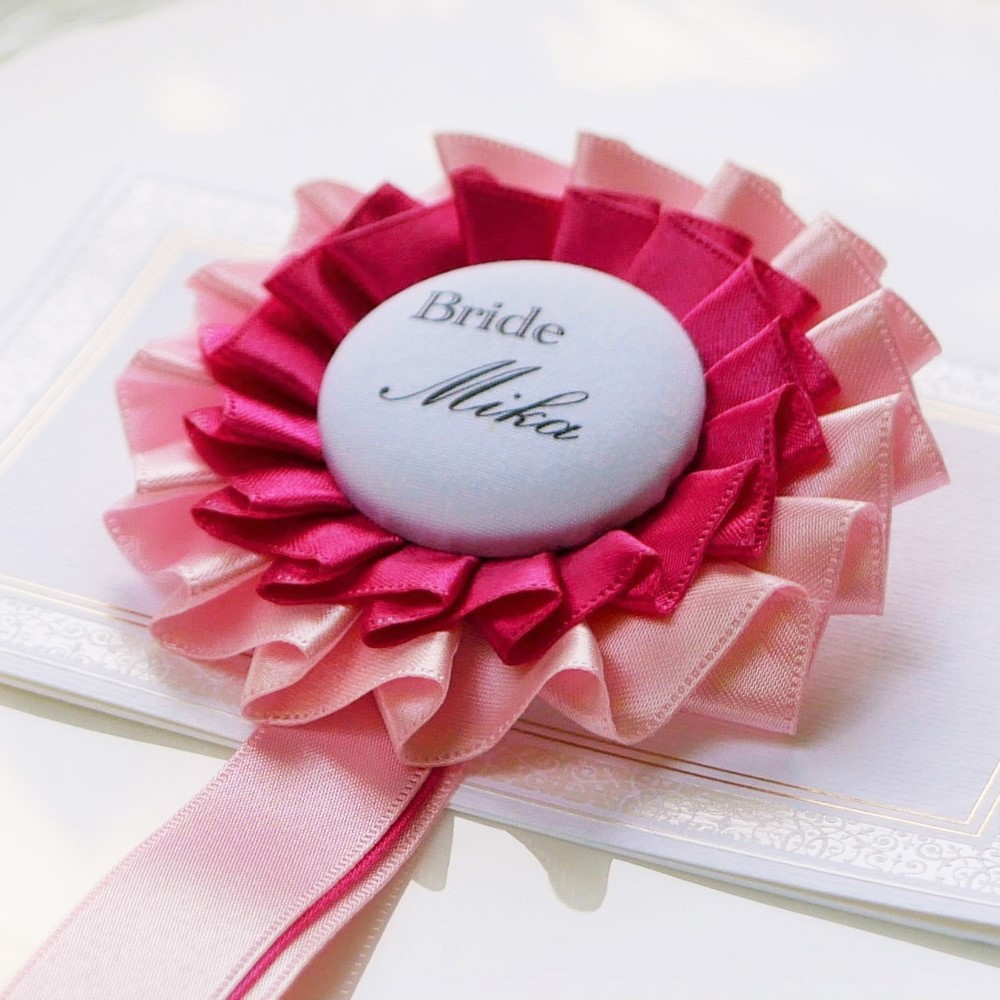 新郎新婦ロゼット【ラグジュアリープリーツ】サクラピンク＆マゼンタ