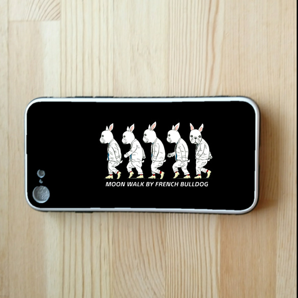 【フレンチブルドッグの ムーンウォーク】犬ガラス iPhone 11 8 7 pro X /XS/XR/XS MAX 1枚目の画像