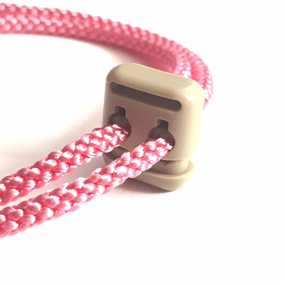 江戸打ち紐のストラップ・コードストッパー付（ローズピンク色　長さ５０ｃｍ）送料込価格 3枚目の画像