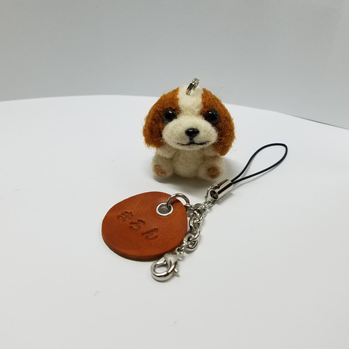 羊毛フェルト、キャバリアストラップ オーダーメイドできます