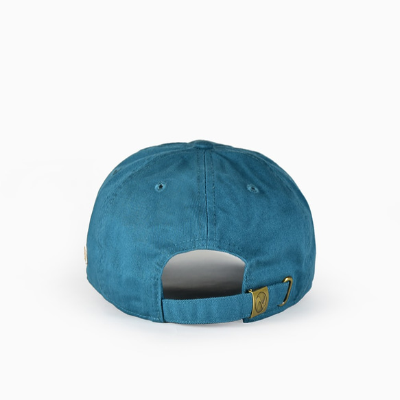 【藍綠色】棉帽；帶羊角麵包刺繡 第3張的照片