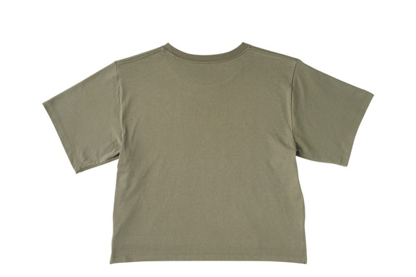 【杢グレー】レディースオーバーTシャツ；クロワッサン刺繍付き 3枚目の画像