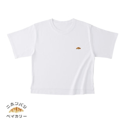 【杢グレー】レディースオーバーTシャツ；クロワッサン刺繍付き 6枚目の画像