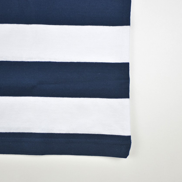 太ボーダーTシャツ【ネイビーXホワイト】；クロワッサン刺繍付き 3枚目の画像