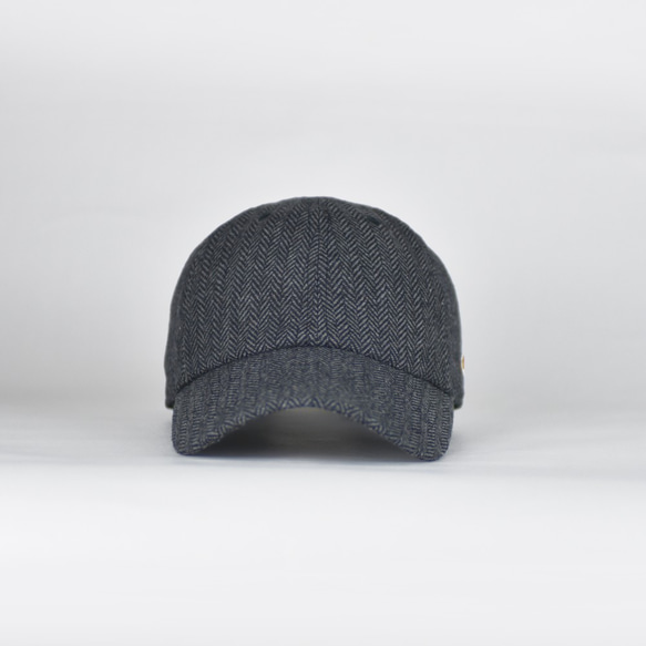 羊毛混紡人字形帽 [灰色/黑色]；搭配牛角麵包刺繡 第2張的照片