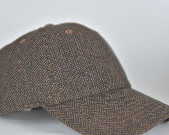 羊毛混紡人字形帽 [可可棕色/黑色]；搭配牛角麵包刺繡 第5張的照片