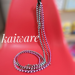 パラコードのリード お花3つタイプ パステルミックス パラコード花