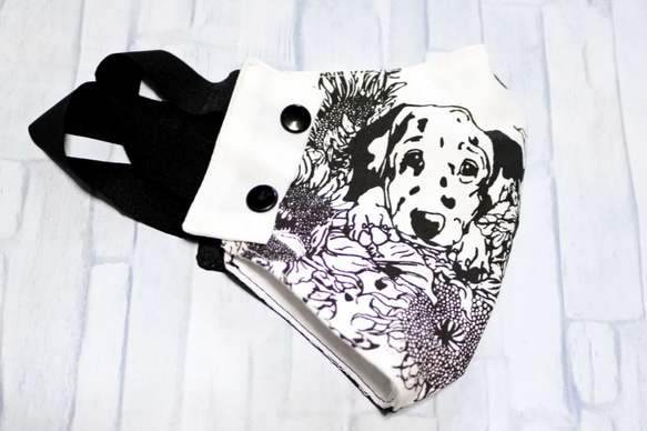 アニマル·モノトーンマスク(犬)-Wガーゼ仕様 3枚目の画像