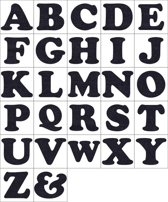 お好きな文字 5枚 お選び下さい。デニム生地 アルファベット アップリケ ワッペン アイロン接着可能 1枚目の画像