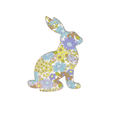 花柄 パープル ウサギ モチーフ アップリケ 2枚セット アイロン接着可能 3枚目の画像