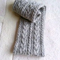 アルパカwoolの模様編みスヌード~ライトグレー 5枚目の画像