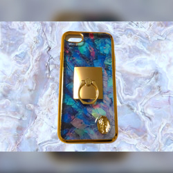 Crystal♡iPhone case （aurora crystal）スマホケース　iPhoneケース　天然石　大理石 3枚目の画像