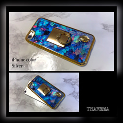 Crystal♡iPhone case （aurora crystal）スマホケース　iPhoneケース　天然石　大理石 4枚目の画像