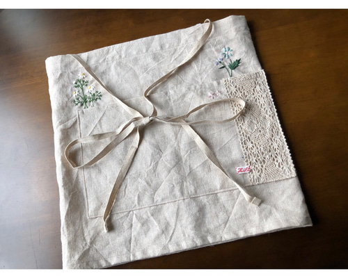 マニーハンドメイド エプロン 花柄 コーヒーポット刺繍 エプロン 刺繍 通販 花柄 北欧 撥水 刺繍エプロン Aライン