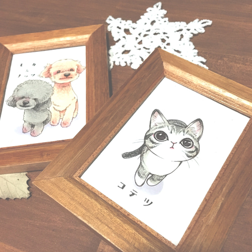 ペット似顔絵 /猫・犬・うさぎ・爬虫類 /フレーム額縁つき