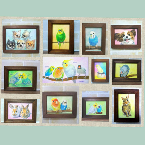みみ　水彩画 月夜のコザクラインコ　値段は600円です みみ 水彩画 月夜のコザクラインコ 値段は600円です