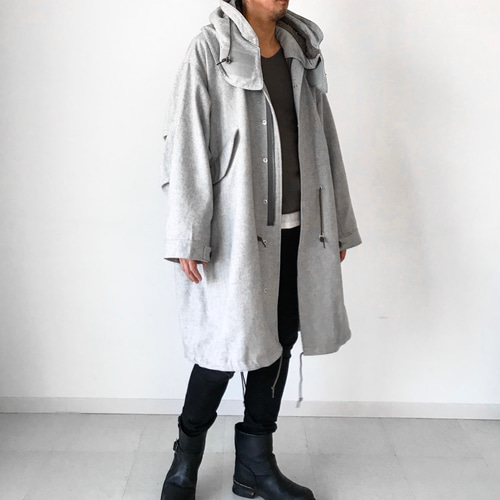 美品★ドゥルカマラ ヘリンボーン フード コート ドロップショルダー サイズ0 Dulcamara ドゥルカマラ メルトン ダッフル ロング コート d224-c545