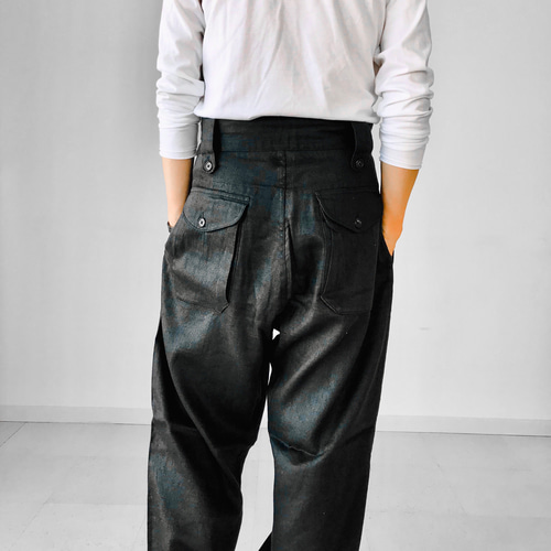 メンズ【men's】Herdmans社アイリッシュリネン素材 ワイドカーゴ