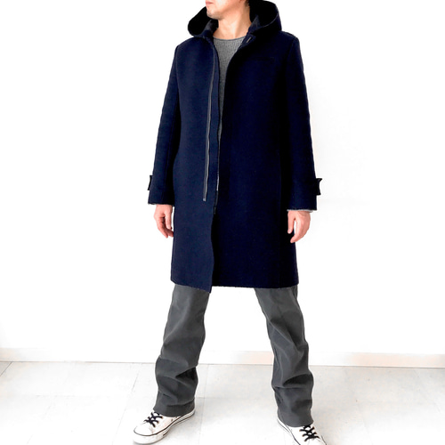 メンズ【men's】最上質ウールリバー素材使用 フード ジップ