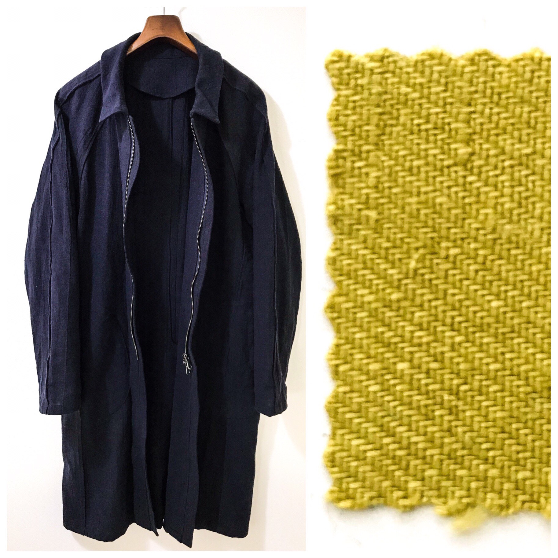 men's メンズ 【ライトグリーン  若草色】 リネン100%   ロングカーディガン、ステンカラー コーディガン