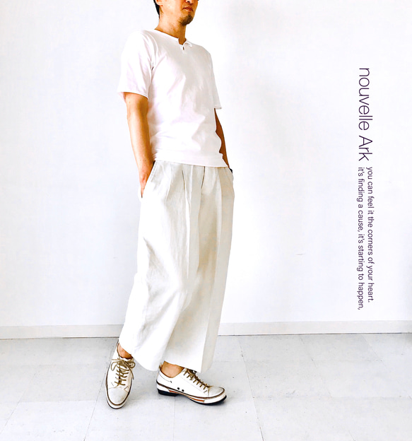 メンズ【men's】Herdmans社アイリッシュリネン素材 ツータック