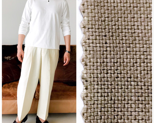 メンズ【men's】Herdmans社アイリッシュリネン素材 ツータック