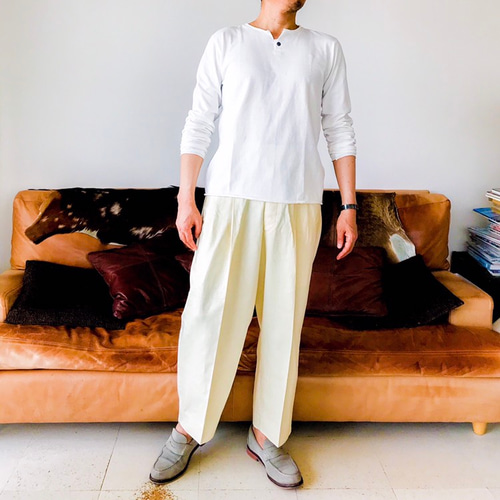 メンズ【men's】Herdmans社アイリッシュリネン素材 ツータック