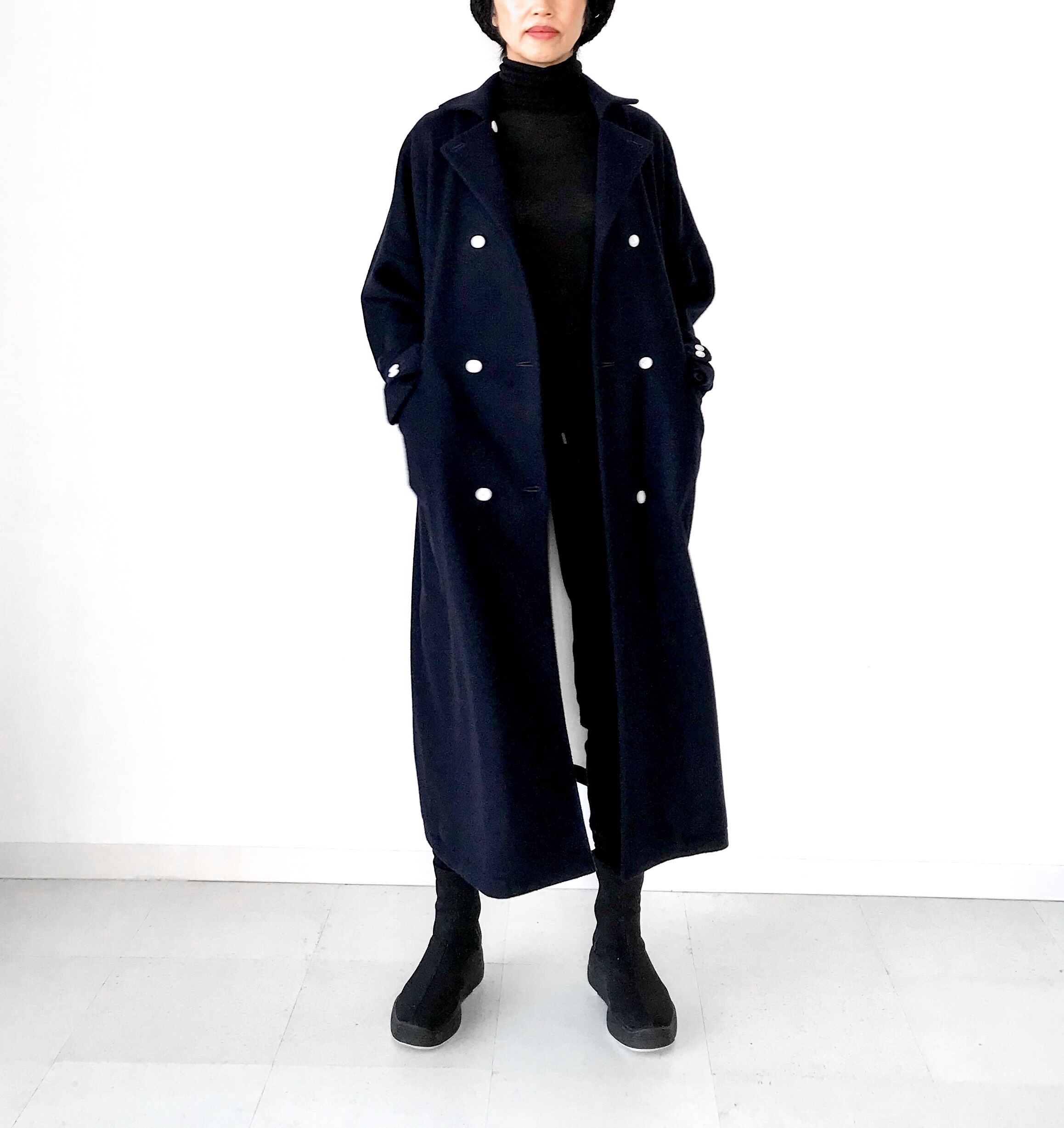 美品】ALL SAINTS ロングコート 38 ウール シルク 綿 山羊