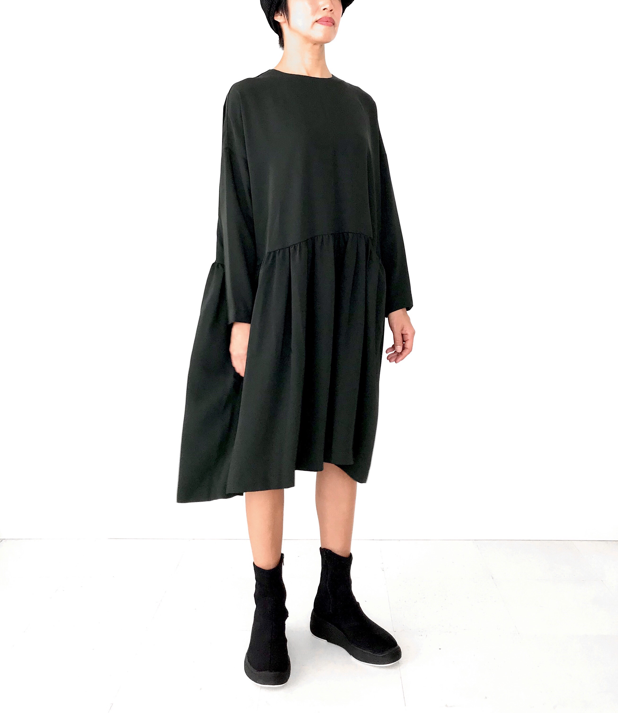 レディス【Ladies】 プルオーバー　ローウエストAライン ワンピース　高級ウール素材（フラノ）or TR素材