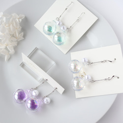 シャボン玉のガラスドームピアス ピアス（フック・チェーン） Le bois