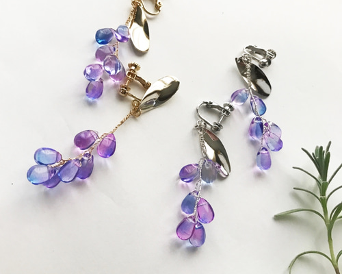 ラベンダーのしずくイヤリング・ピアス イヤリング・ノンホールピアス