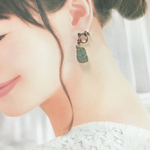 シーグラスのイヤリング・ピアス イヤリング・ノンホールピアス