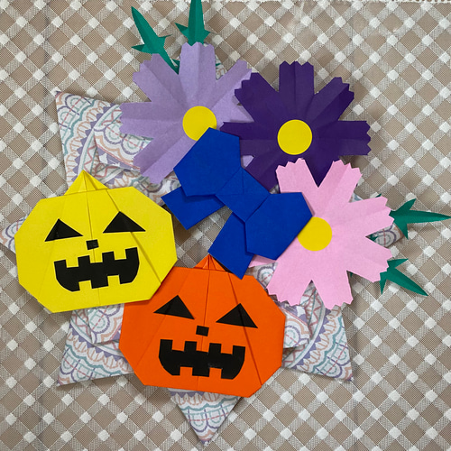 折り紙　現品　かぼちゃマンのハロウィン　壁面リース 折り紙 現品 かぼちゃマンのハロウィン 壁面リース 折り紙 現品
