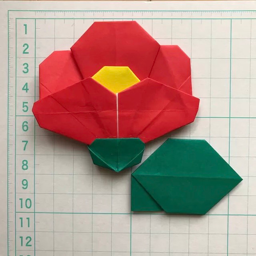 壁面飾り 冬 春 椿 花 手作り折り紙 ハンドメイド 保育 デイ