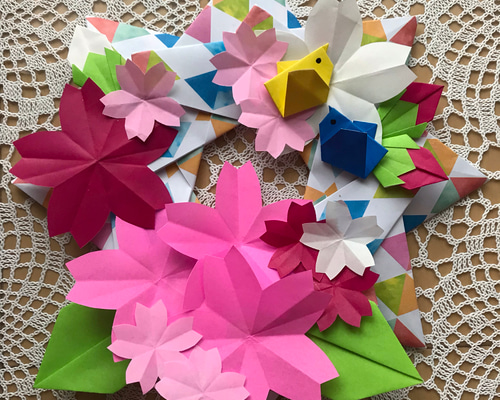 簡単折り紙】桜の花 リース🌸How to make Cherry Blossom#桜#花