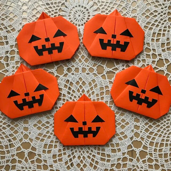 折り紙 ハロウィン オレンジかぼちゃ 壁面飾り 施設 病院 保育園 送料