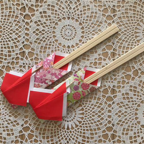 折り紙 お箸袋 楊枝入れ付き 和風千代紙 ホームパーティーに 箸
